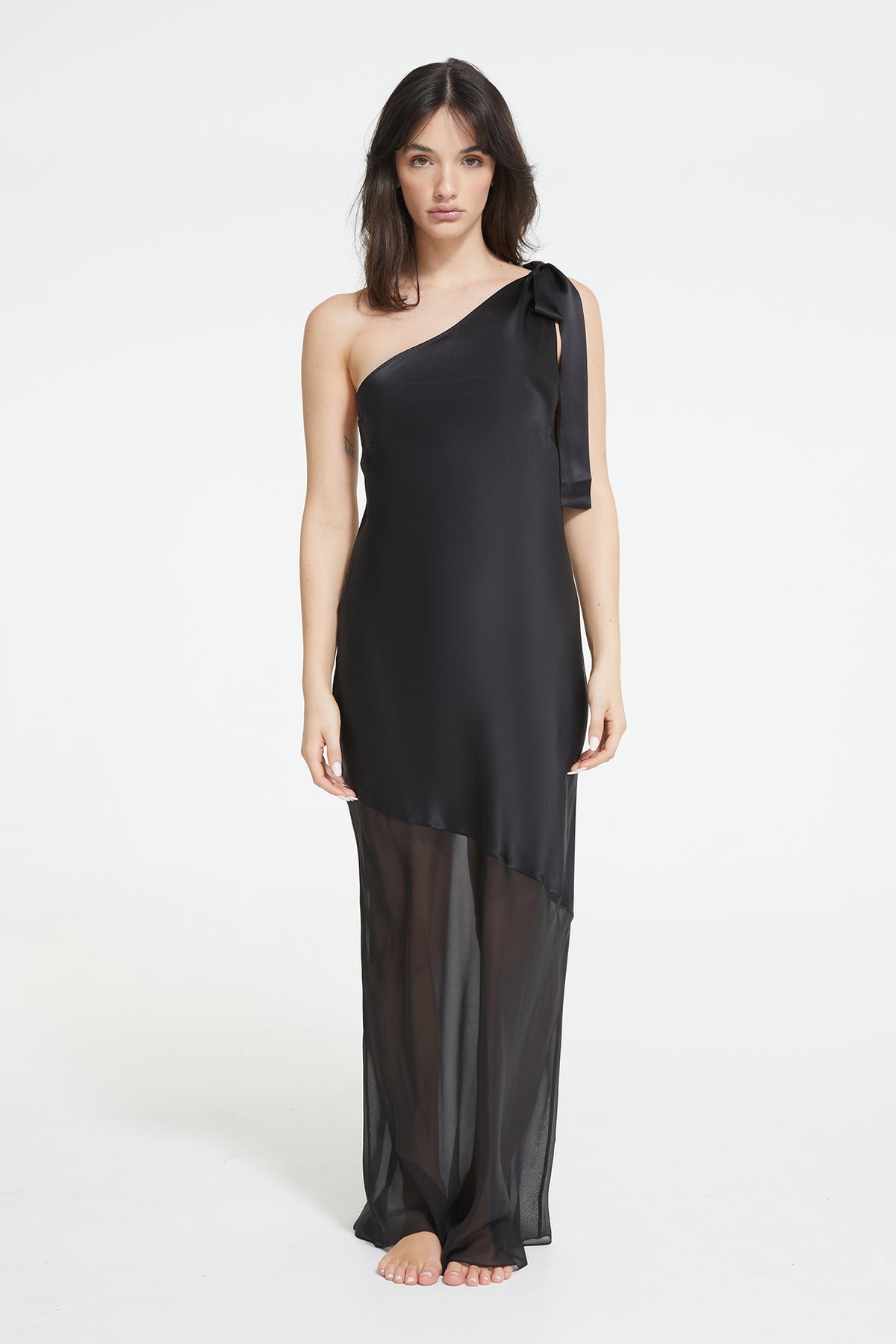 The Moonlight Midi in Black - 100% Silk by Ginia Sleepwear