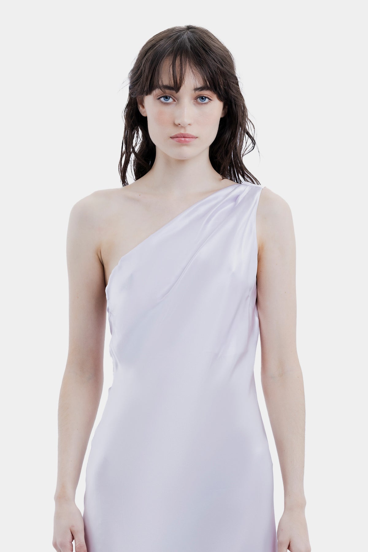 The Asym Cowl Maxi Dress By GINIA In Lilac Ash