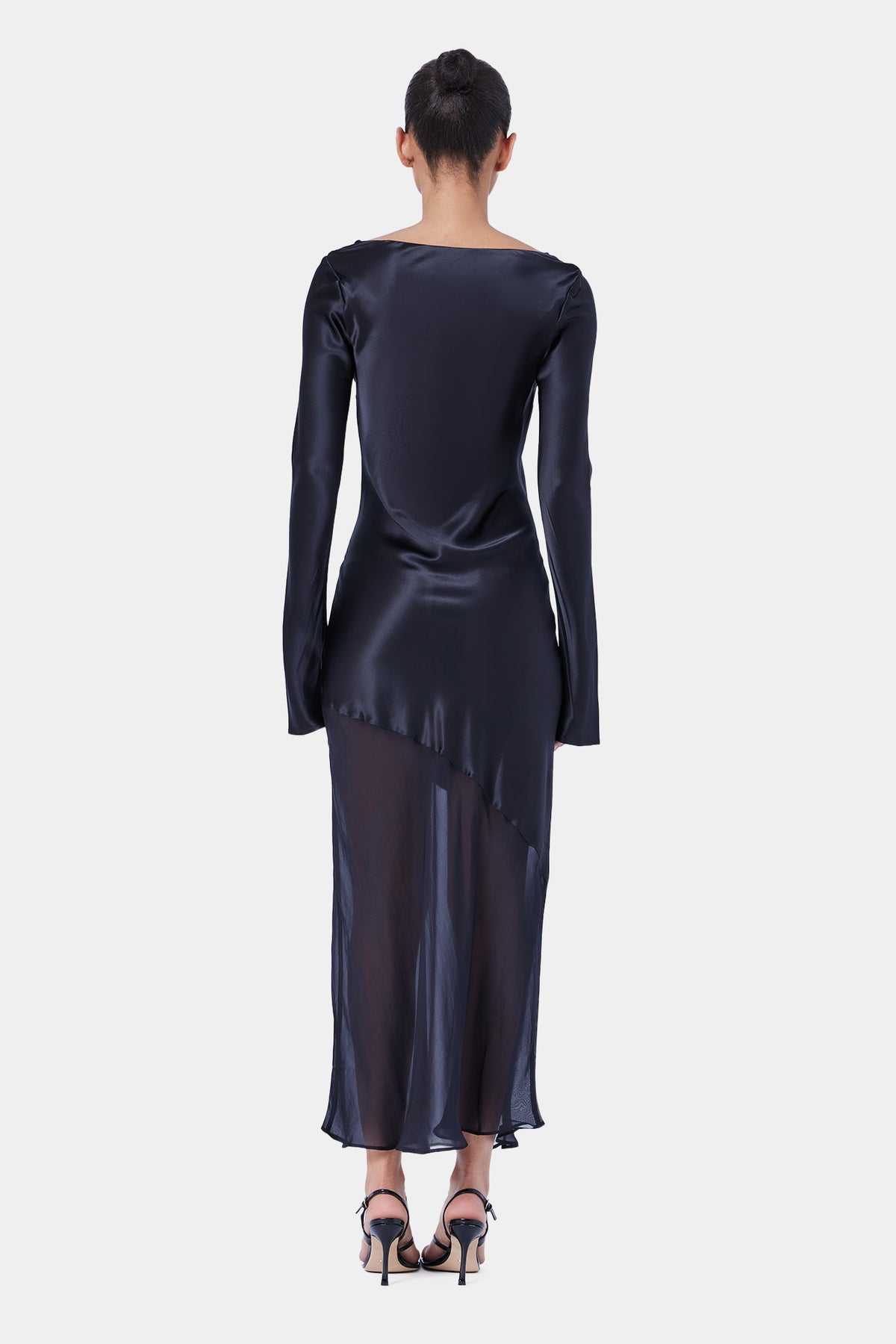 The Asym Splice LS Dress By GINIA In Black