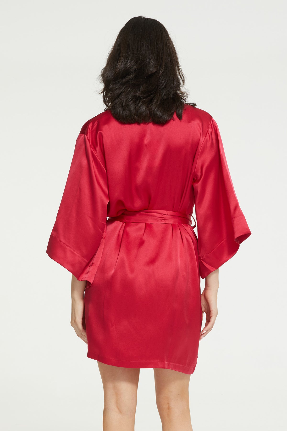 Silk Wrap Gown in Ruby - 100% Silk | GINIA
