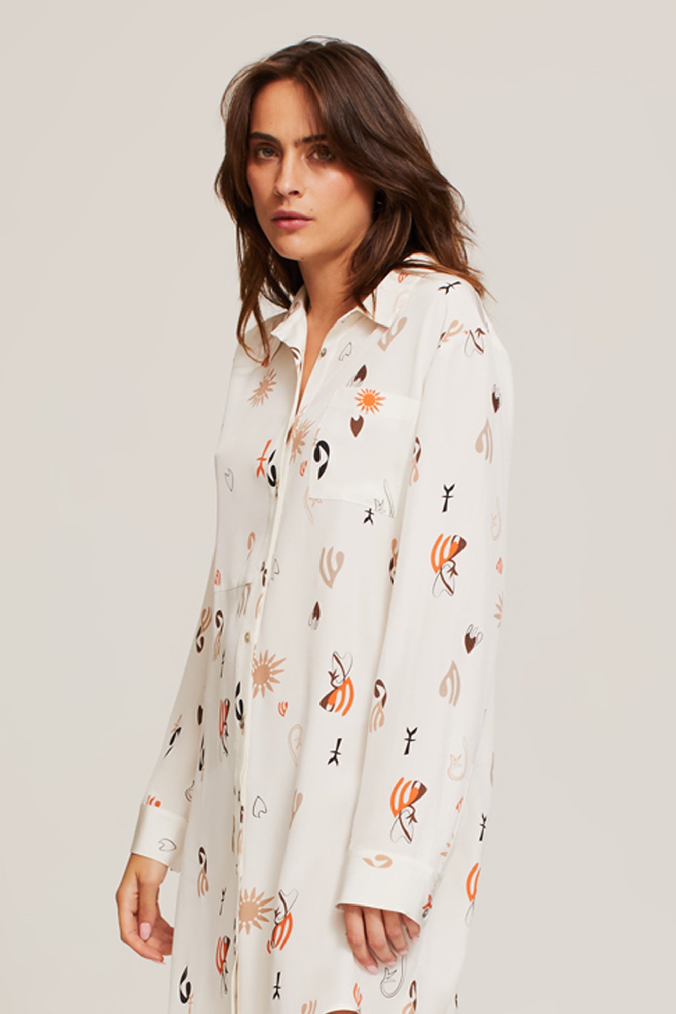 GINIA Sleep Shirt  in Hepworth Print - 100% 19 Momme Silk