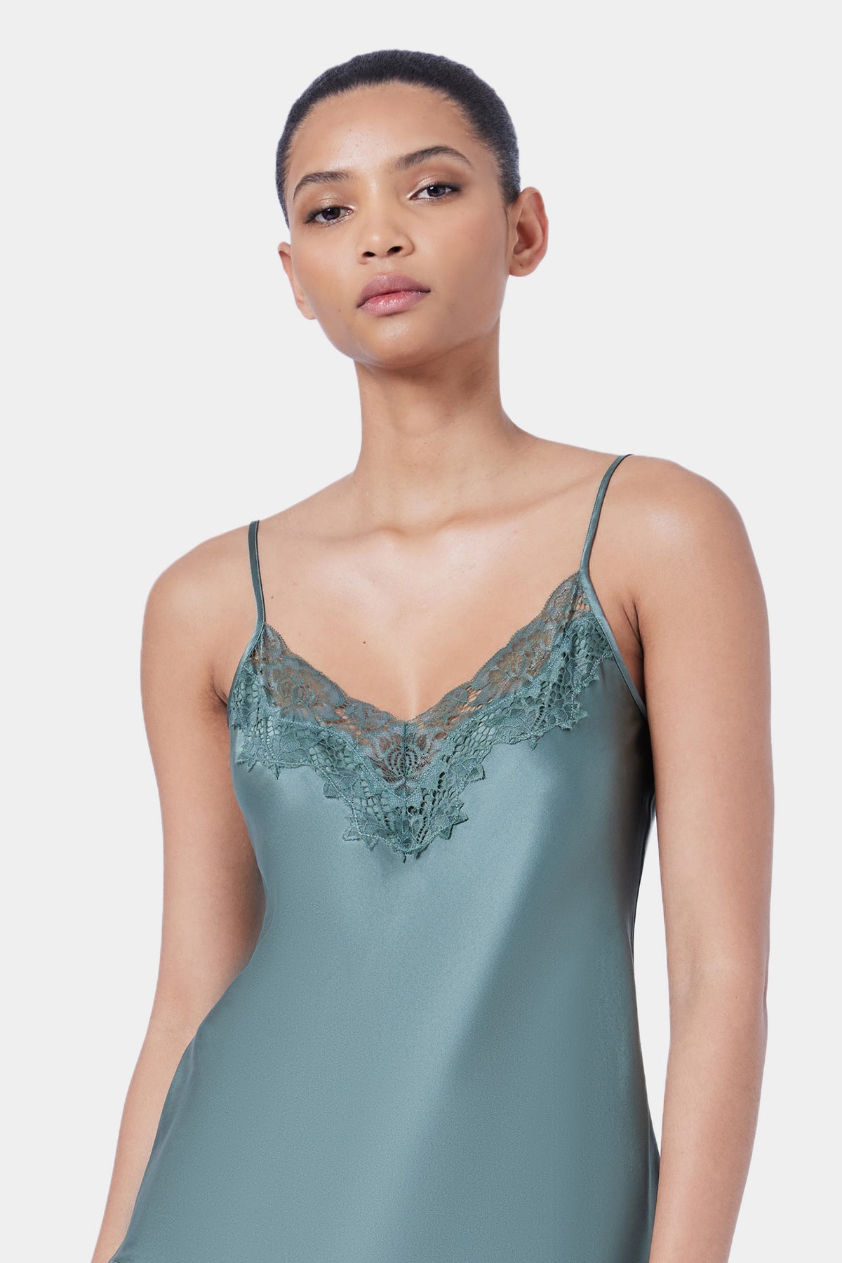 The Silk Lace Cami By GINIA In Moss