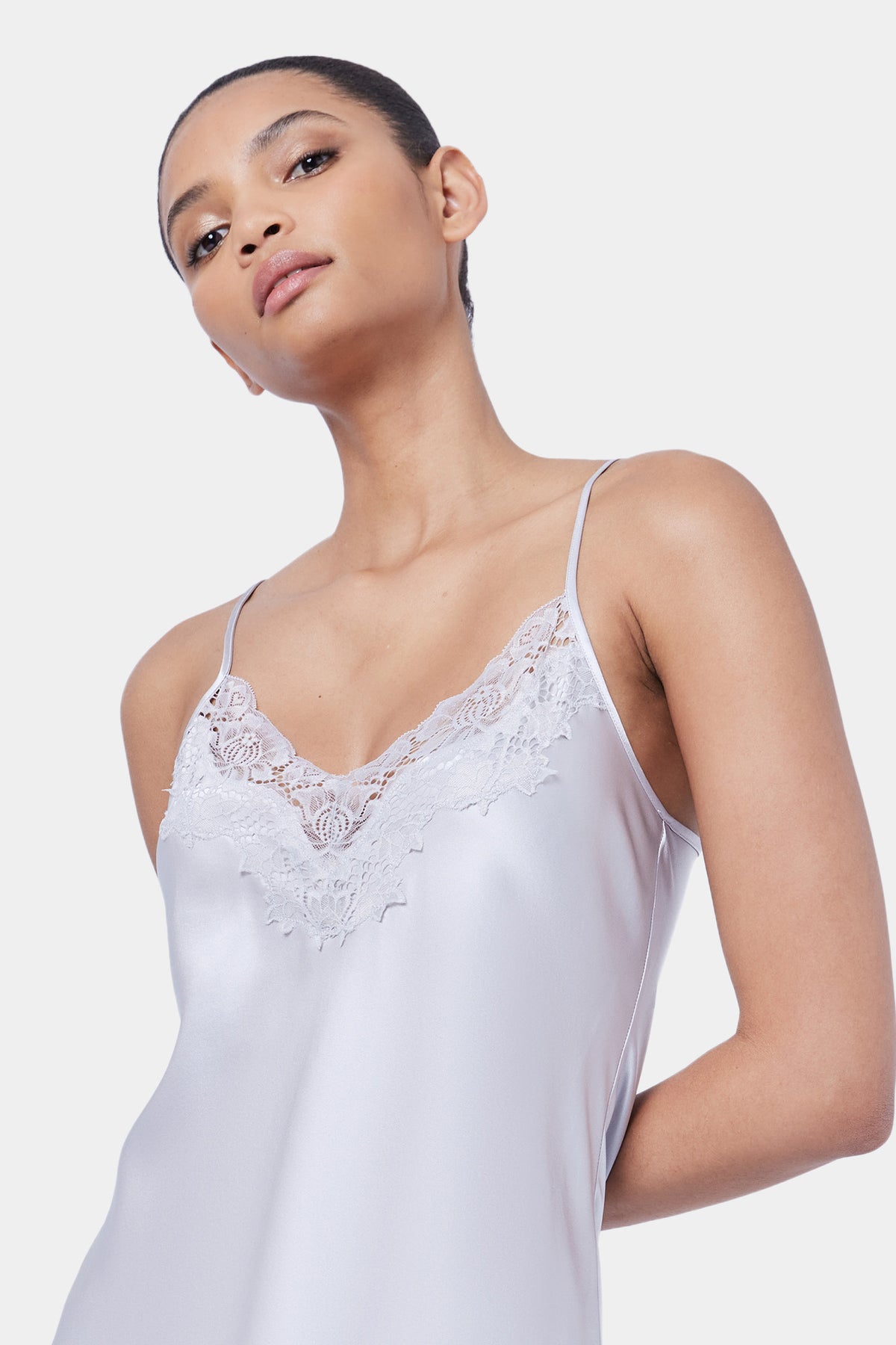 The Silk Chemise By GINIA In Silver