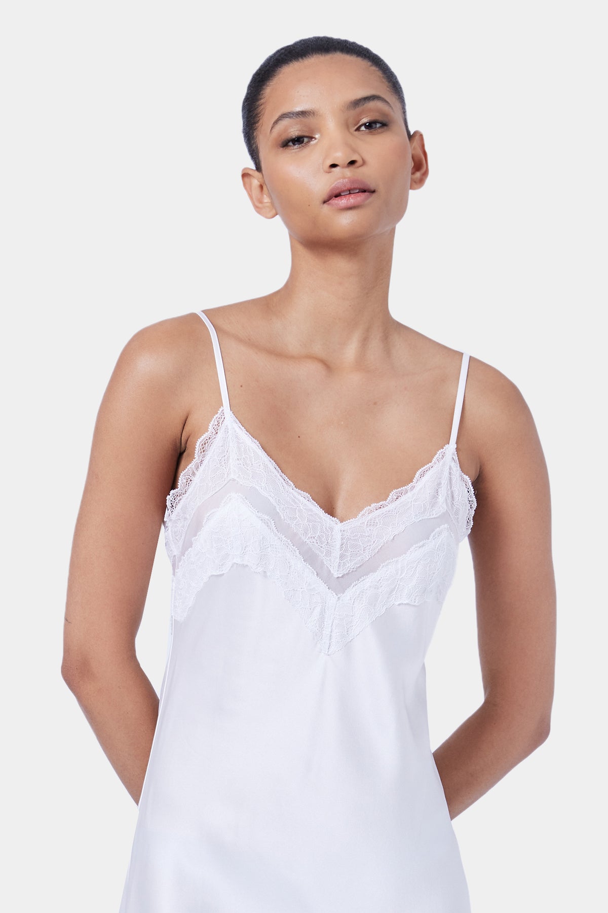 The Skylar Lace Chemise By GINIA In White