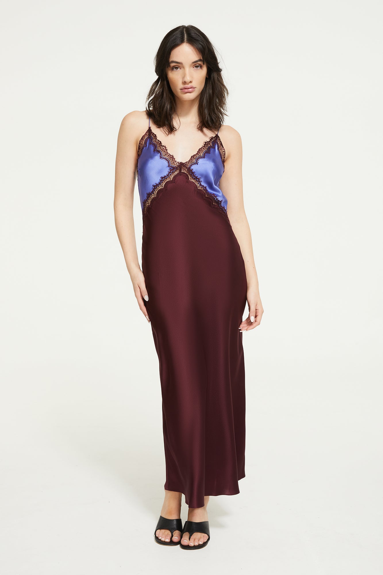 The Sadie Dress in Matisse Blue & Merlot - 100% Silk by Ginia RTW