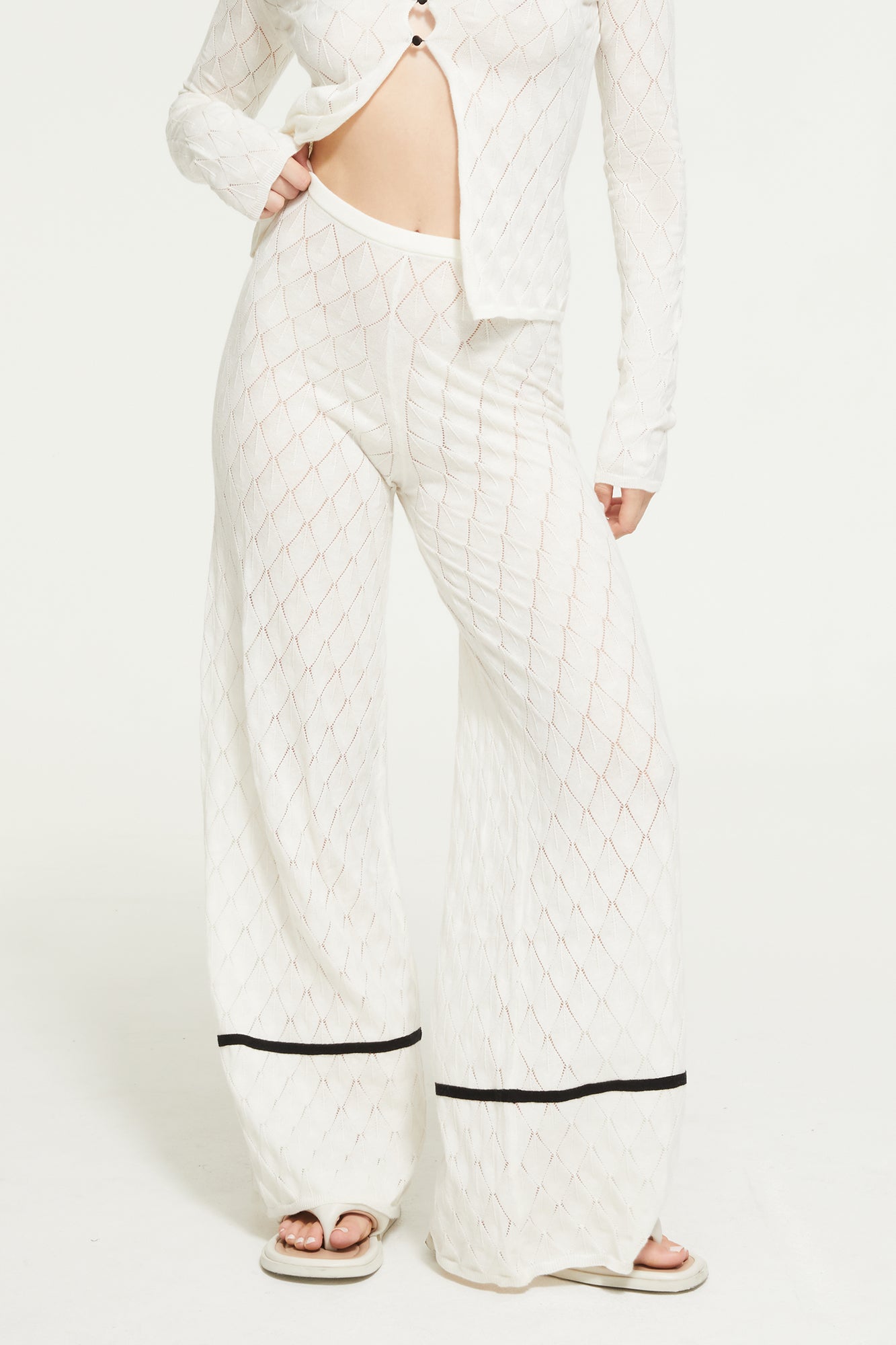 The Leaf Knit Pant By GINIA In Ivory
