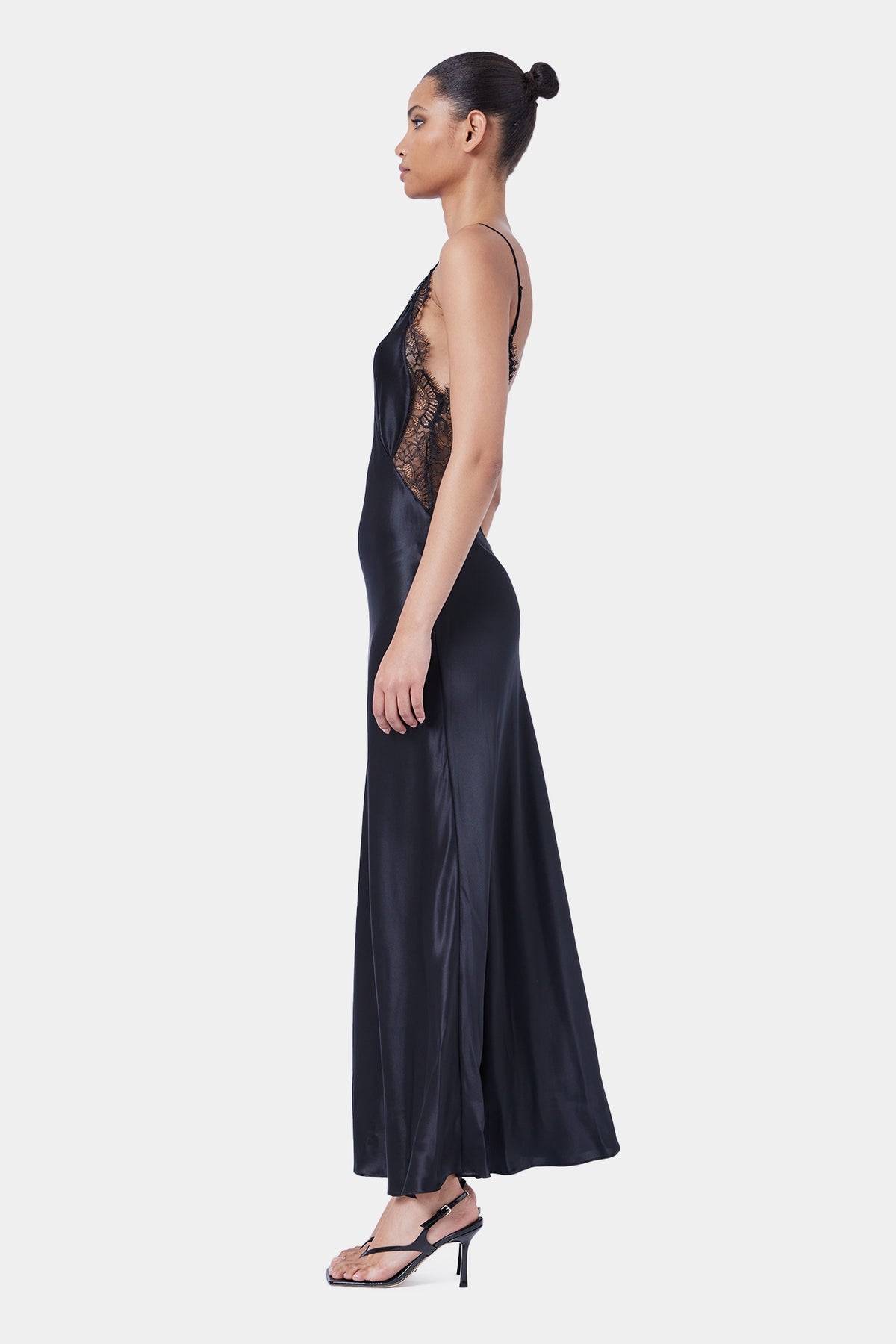 The Cascading Lace Maxi Dress By GINIA In Black
