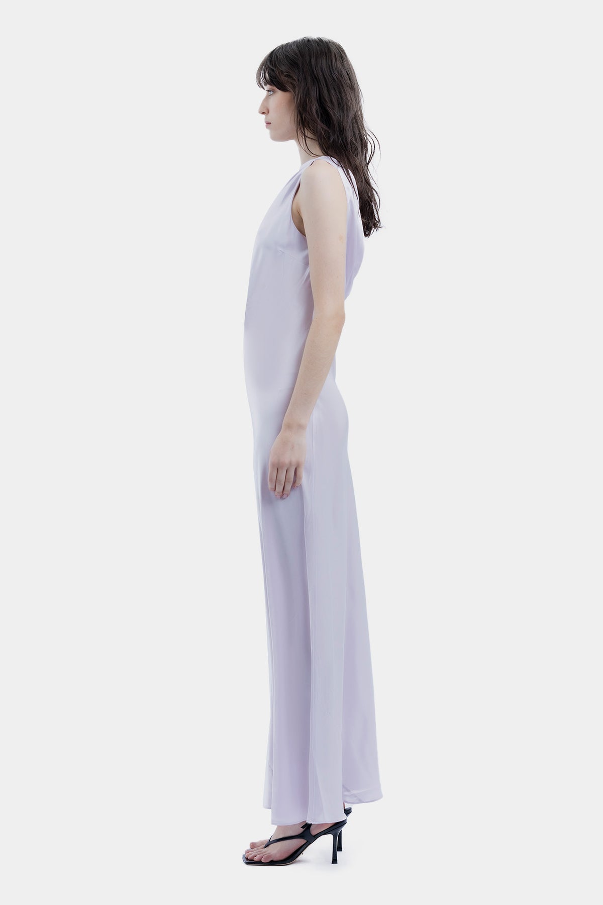 The Asym Cowl Maxi Dress By GINIA In Lilac Ash