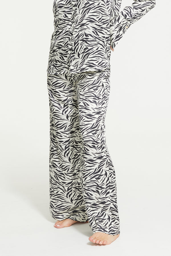 Zafina Long Pants in Brush Zebra Print | Ginia - GINIA