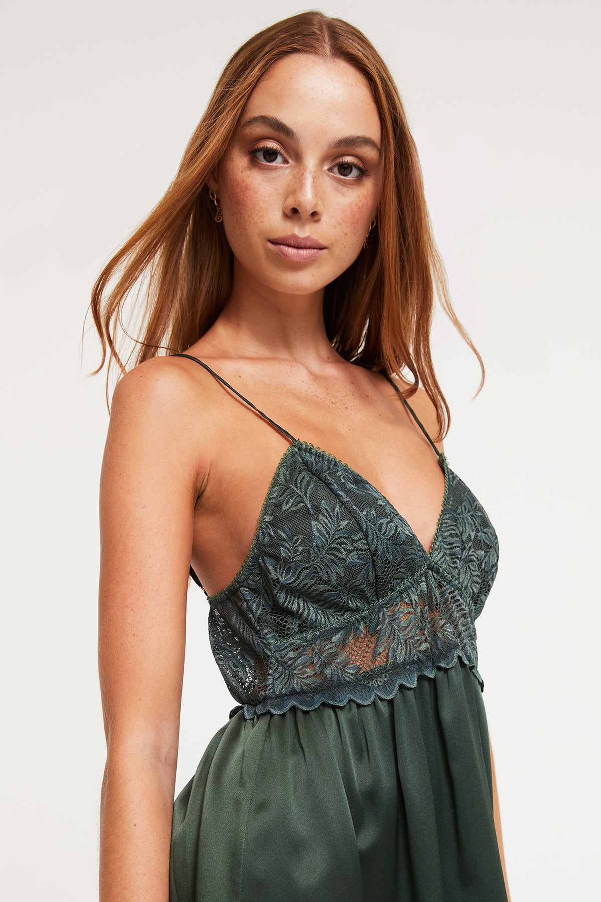 Discover the Stretch Lace Chemise in Ivy