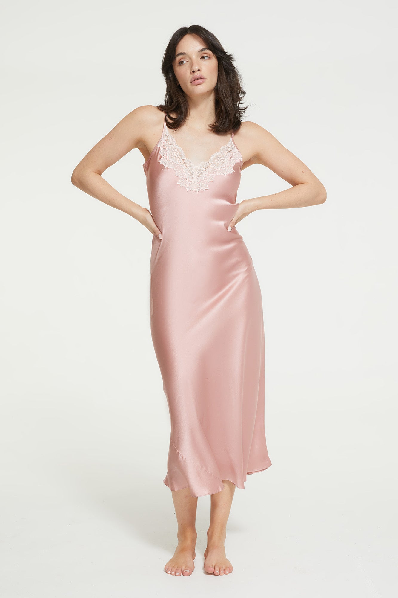 Lace Silk Lace Slip in Bridal Rose - 100% Silk | GINIA