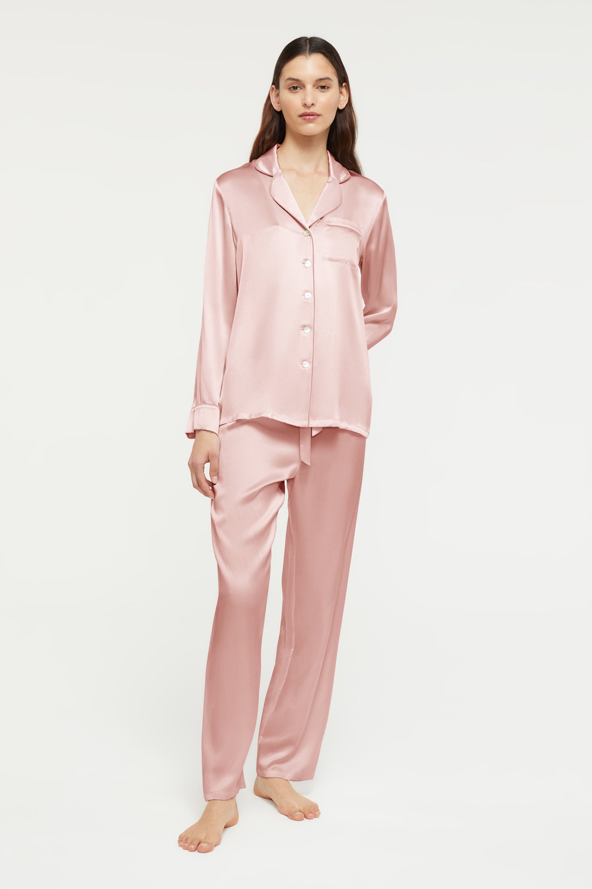 Fine Finishes Pyjama in Bridal Rose with 100% Silk from Ginia Sleepwear