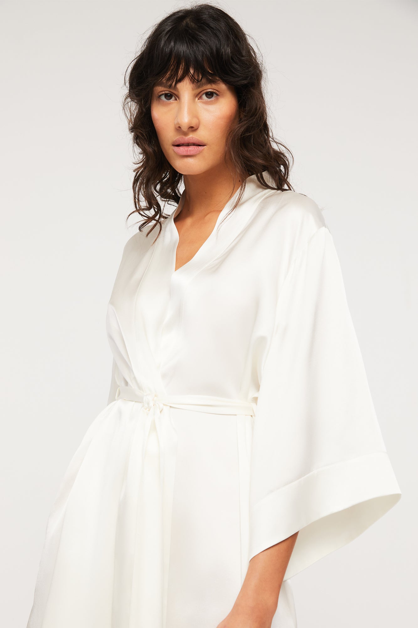 GINIA Silk Wrap Robe  in Creme - 100% Silk