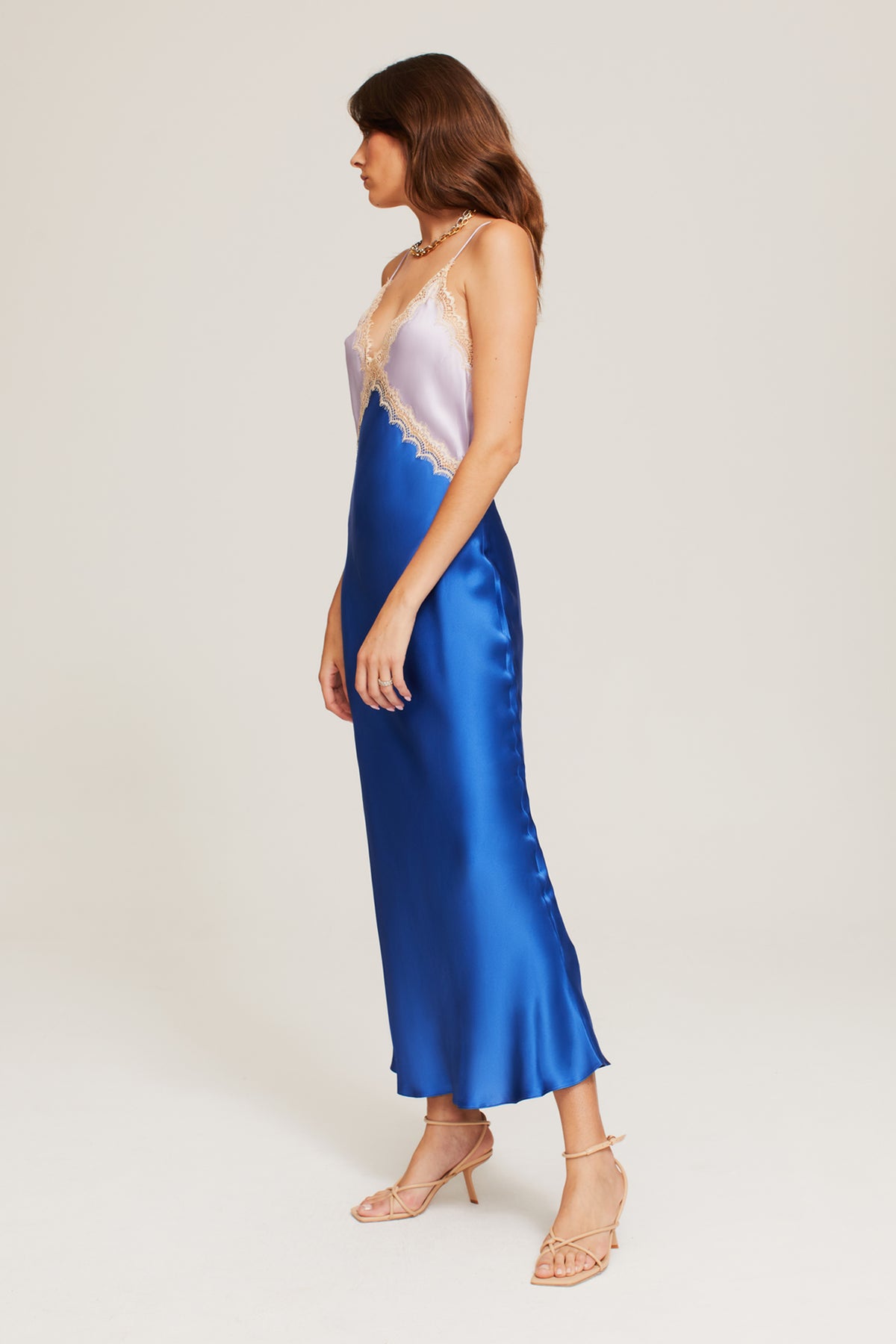 Sadie Dress in Lilac/Blue - 100% Silk | Ginia RTW