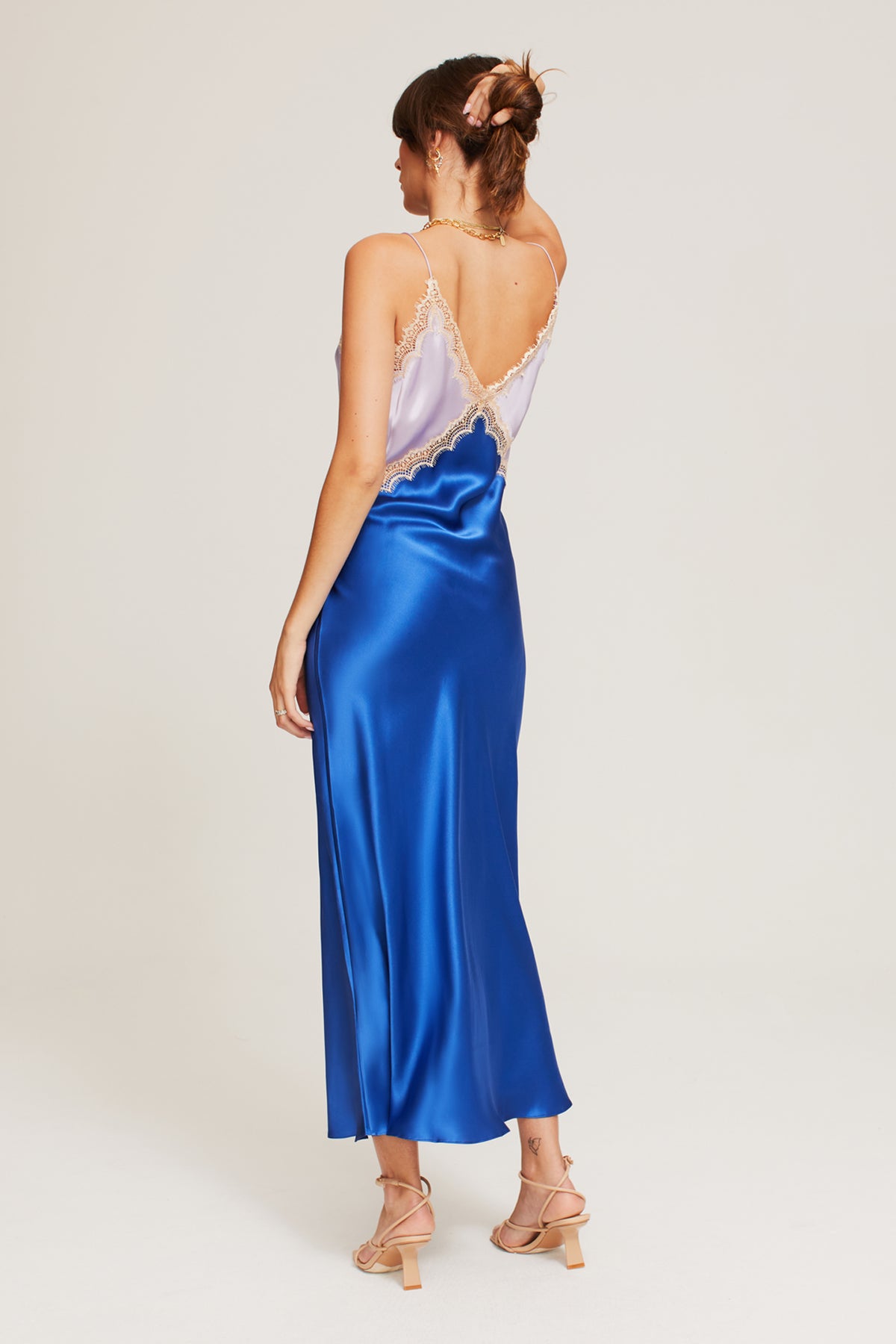 Sadie Dress in Lilac/Blue - 100% Silk | Ginia RTW