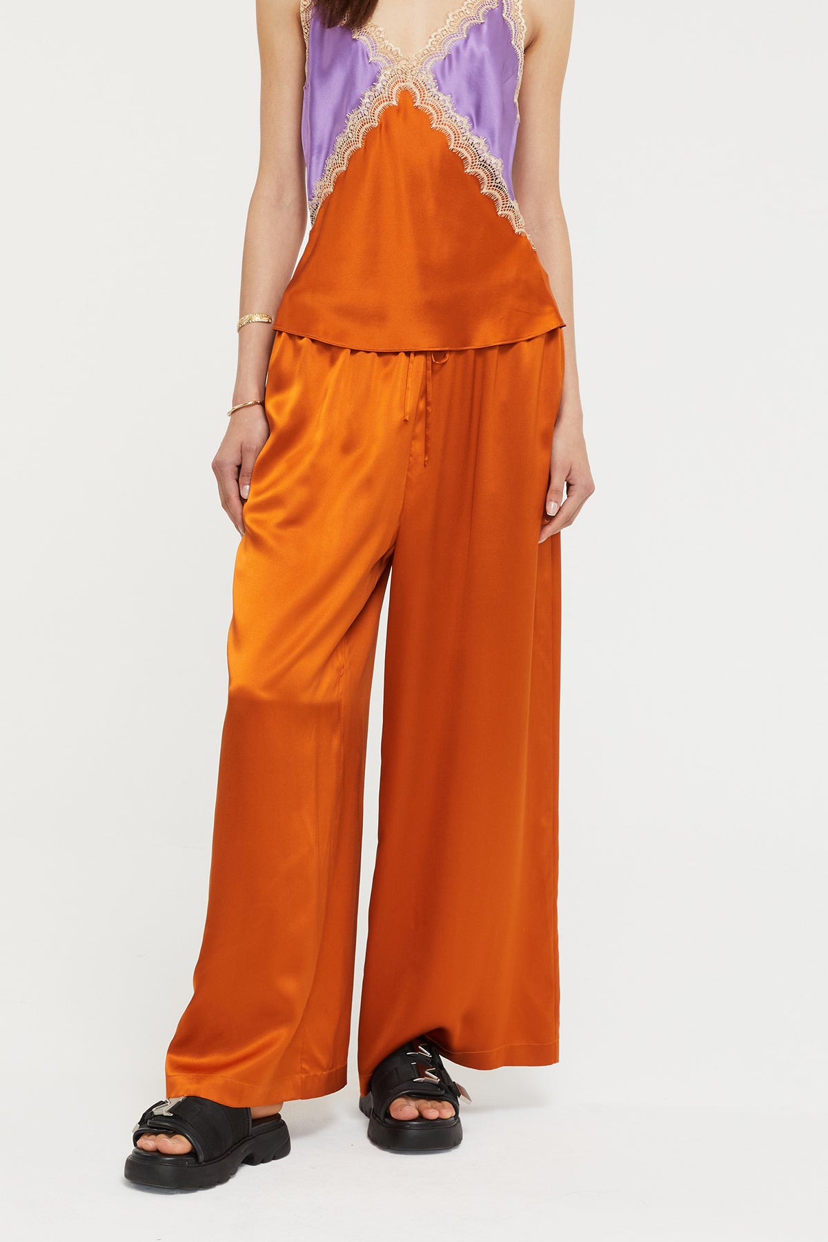 GINIA Amelia Pant in Sunset 19 Momme Silk
