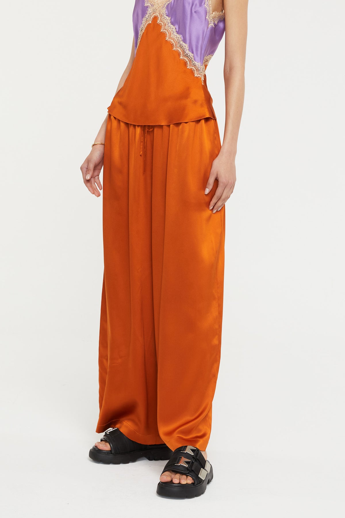 GINIA Amelia Pant in Sunset 19 Momme Silk